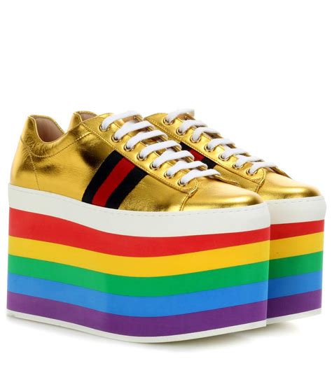 gucci boots rainbow|gucci peggy rainbow platform sneakers.